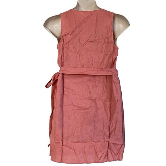 Andie Cacela Sunset Pink Linen Rayon Wrap Sleeveless Mini Dress Sz L NWT - Picture 9 of 12